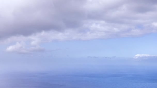 Clouds over calm sea in la palma — стоковое видео