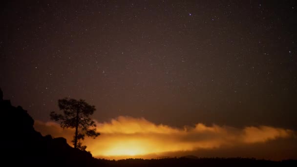 Gwiazdy w el teide nad chmurami — Wideo stockowe