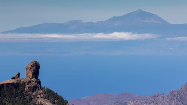 El teide in tenerife canary islands from gran canaria — стоковое видео