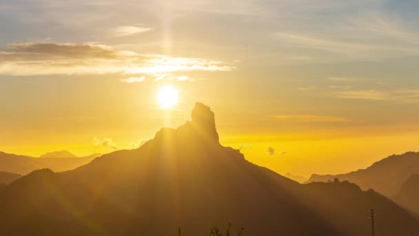 Roque nublo in gran canaria sunset timelapse — Wideo stockowe
