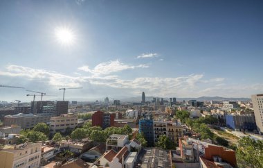 Barcelona skyline with passing clouds
