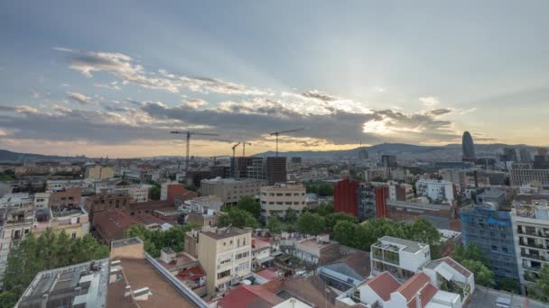 巴塞罗那天际线在日落时的时间 — 图库视频影像