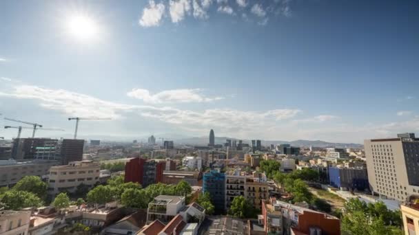 Barcelona skyline timelapse with passing clouds — Stok Video