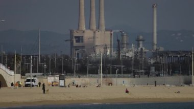 barcelona coastline with power station in background