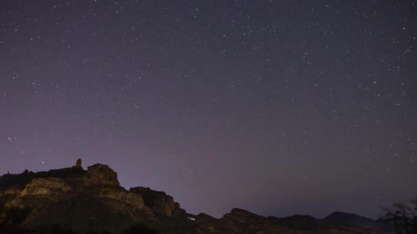 El teide på tenerife kanariefåglar på natten — Stockvideo