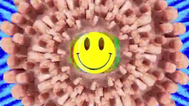 Wiele rąk i żółty uśmiech twarzy — Wideo stockowe