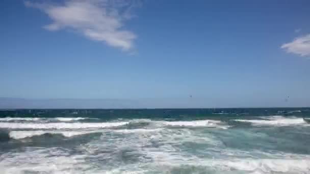 Kite surfistas em el medano tenerife — Vídeo de Stock