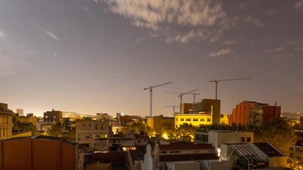 Timelapse skyline di Barcellona di notte — Video Stock
