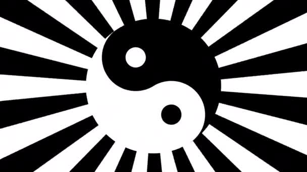 Espalda Blanco Giratorio Yin Yang Símbolo — Vídeos de Stock