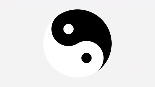 Volta Branco Girando Yin Yang Símbolo — Vídeo de Stock