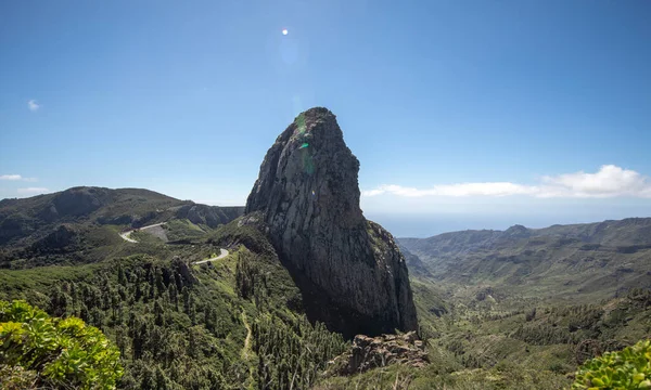 Timelapse Roque Agando Dans Île Gormera Espagne Avec Beau Ciel — Photo