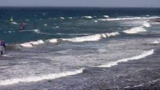 Timelpasa Surfistas Viento Pozo Izquierdo Gran Canaria — Vídeo de stock
