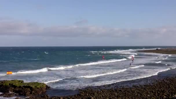 Timelpase Van Windsurfers Pozo Izquierdo Oma Canaria — Stockvideo