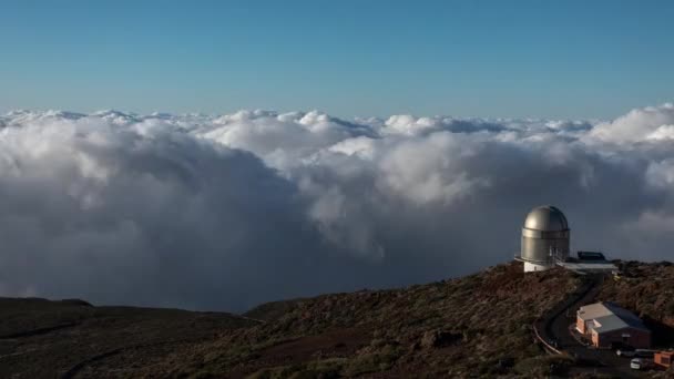 Dessus Des Nuages Roque Los Muchachos Palma Avec Des Télescopes — Video