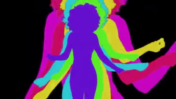 Shadow Dancer Video Woman Dancing Colourful Silhouette — Vídeo de stock