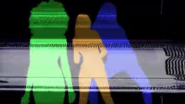 Shadow Dancer Video Woman Dancing Colourful Silhouette — Stock Video