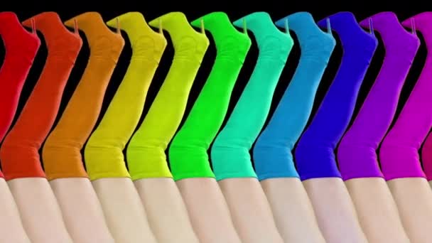 Colorati Stivali Tacco Alto Ripetendo Con Sfondo Nero — Video Stock