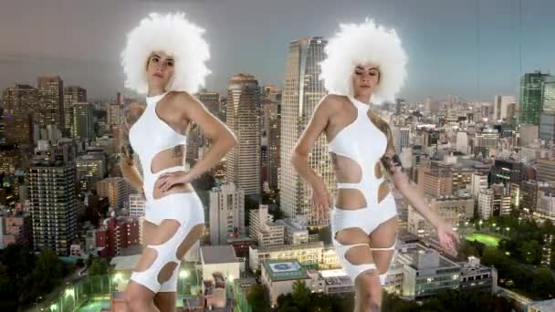 Sensual Woman Dancing Wearing White Costume — Vídeos de Stock
