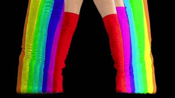 Sequence Different Coloured High Heel Boots — 비디오