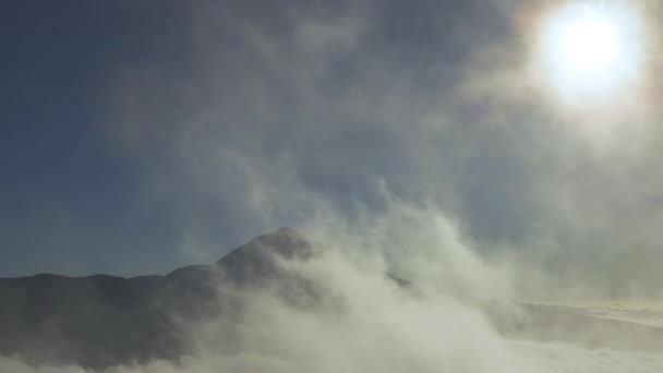 Nevoeiro Névoa Passa Sobre Teide Tenerife Espanha — Vídeo de Stock