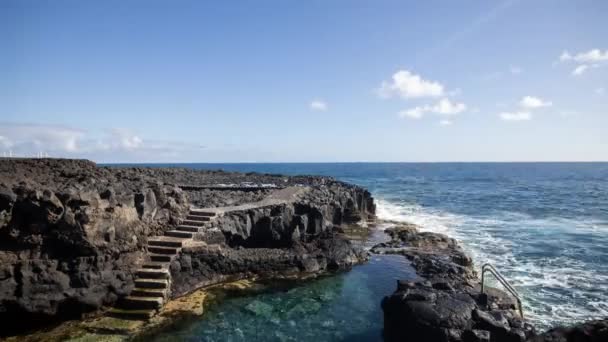 Timelapse Las Piscinas Naturales Charco Azul Palma Islas Canarias — Vídeos de Stock