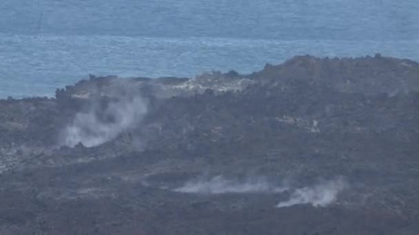 Timelapse Cumbre Vieja Volcano Coastline Island Palma Still Smoking Months — Video