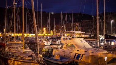 The port of tazacorte on la palma at night