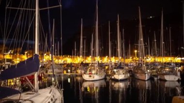 The port of tazacorte on la palma at night