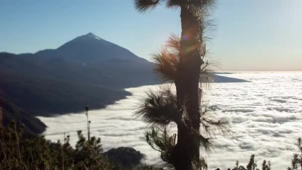 Timelapse Sopra Nuvole Teide Vulcano Tenerife Isole Canarie Punto Più — Video Stock