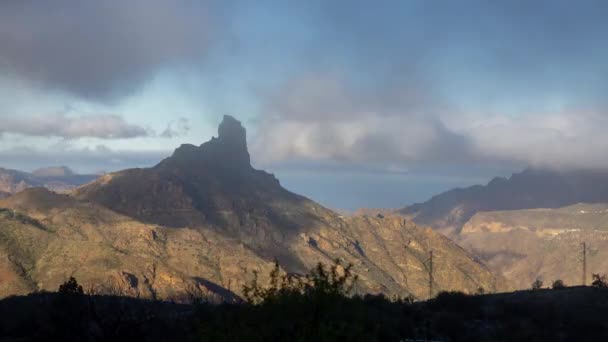 Uma Cronologia Nublo Roque Gran Canaria Ilhas Canárias Durante Pôr — Vídeo de Stock