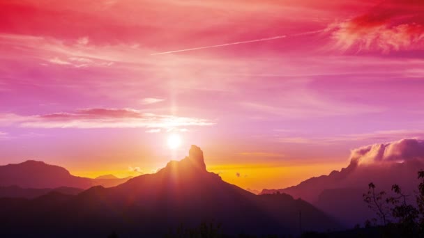 Timelapse Roque Nublo Gran Canaria Canary Islands Sunset Amazing Abstract — Vídeo de Stock