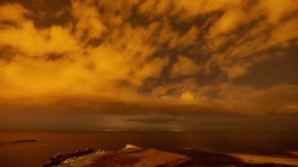 Night Time Star Lapse Sea Tenerife Going Forwards Reverse — Stockvideo