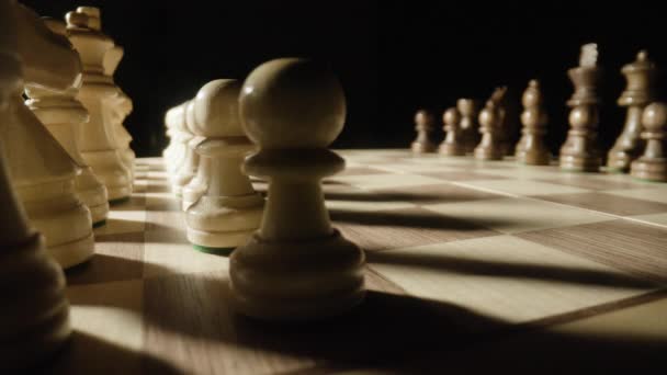 Macro Shot Shadow Moving Chess Board — Vídeo de Stock