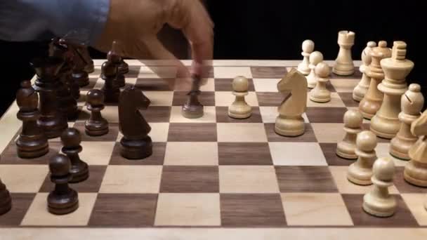 Game Chess Being Played Stop Motion Hands Moving Peices — Stockvideo