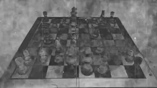 Game Chess Being Played Aged Film Overlay — Stockvideo