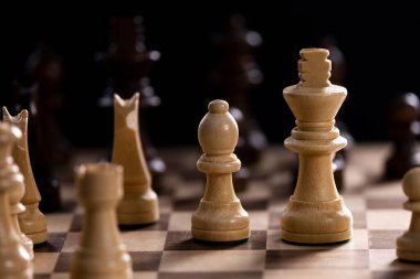 chess board and pieces close up