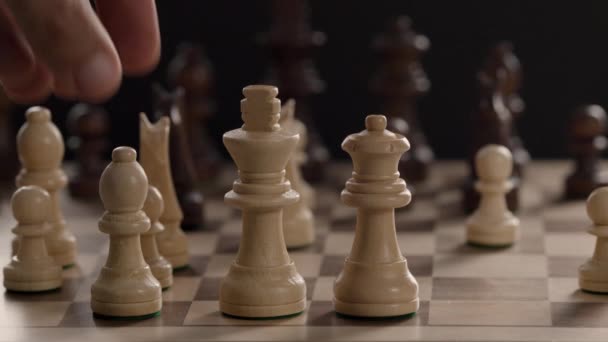 Hand Moving Piece Chess Board — стоковое видео