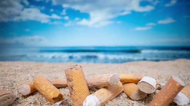 Stop Motion Tocones Cigarrillos Cayó Fue Una Pila Una Hermosa — Vídeos de Stock