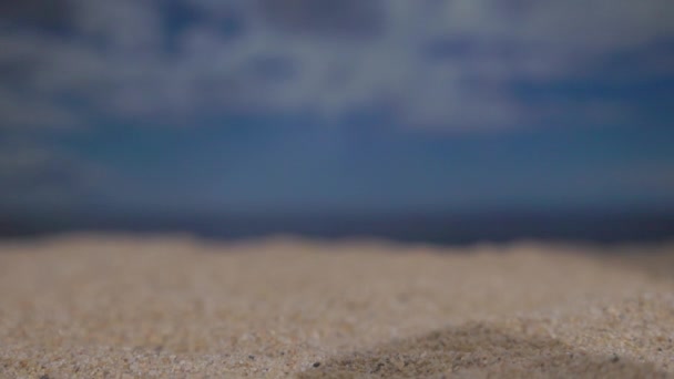 Ένα Ζευγάρι Γυαλιά Ηλίου Που Πέφτουν Στην Άμμο Αργή Κίνηση — Αρχείο Βίντεο