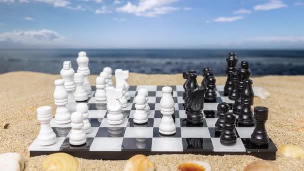 在海滩上下棋的游戏 — 图库视频影像