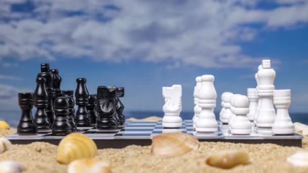 Гра Шахи Грають Пляжі — стокове відео