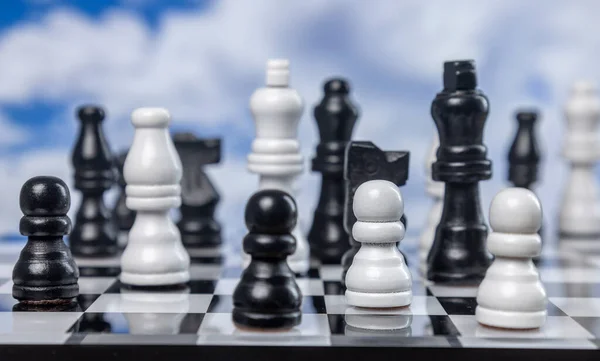 Šachová Partie Mraky Zády — Stock fotografie