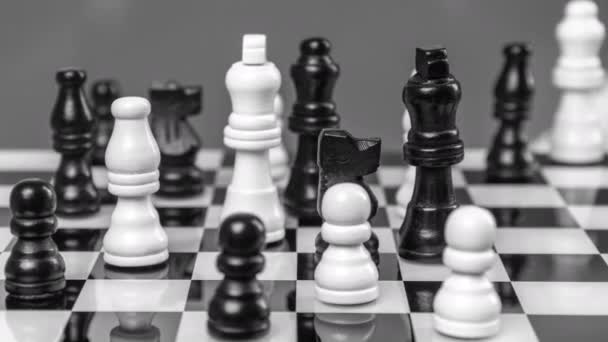 Game Chess Passing Clouds Black White — Stock Video