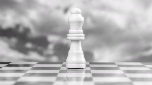 Chess Pieces Sequence Passing Clouds — Stock Video
