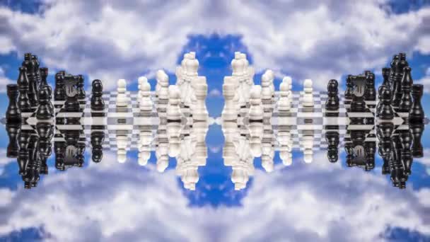 Game Chess Being Played Stop Motion Passing Clouds Made Mirrored — Stock Video