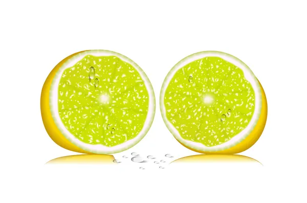 Limones enteros y cortados — Vector de stock