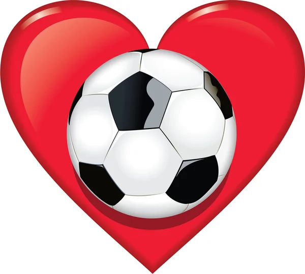 Corazón de fútbol — Vector de stock