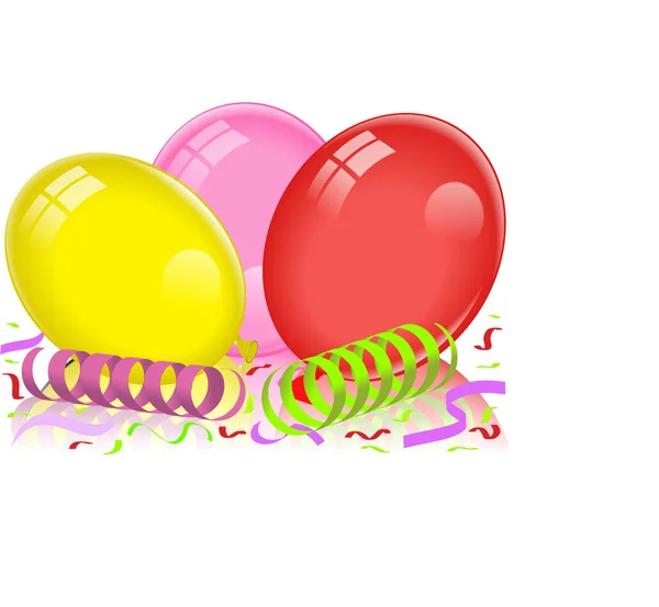 Globos y streamers de fiesta — Vector de stock