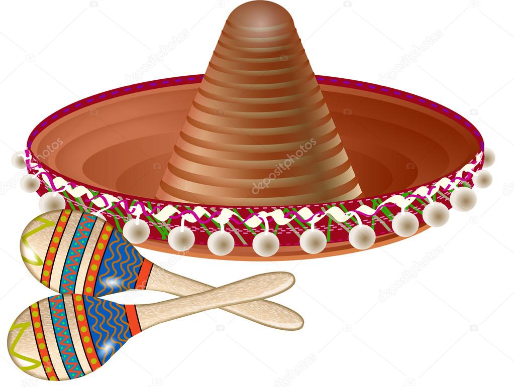 Download Mexico sombrero maracas — Stock Vector © jamesstar #20045093