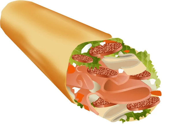 Cheese and ham wrap — Stock Vector